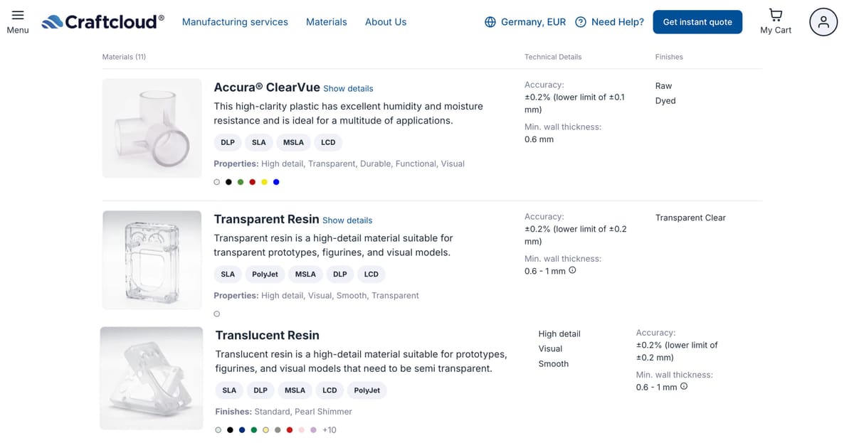 Image of 3D Printing Services for Clear Parts: Craftcloud