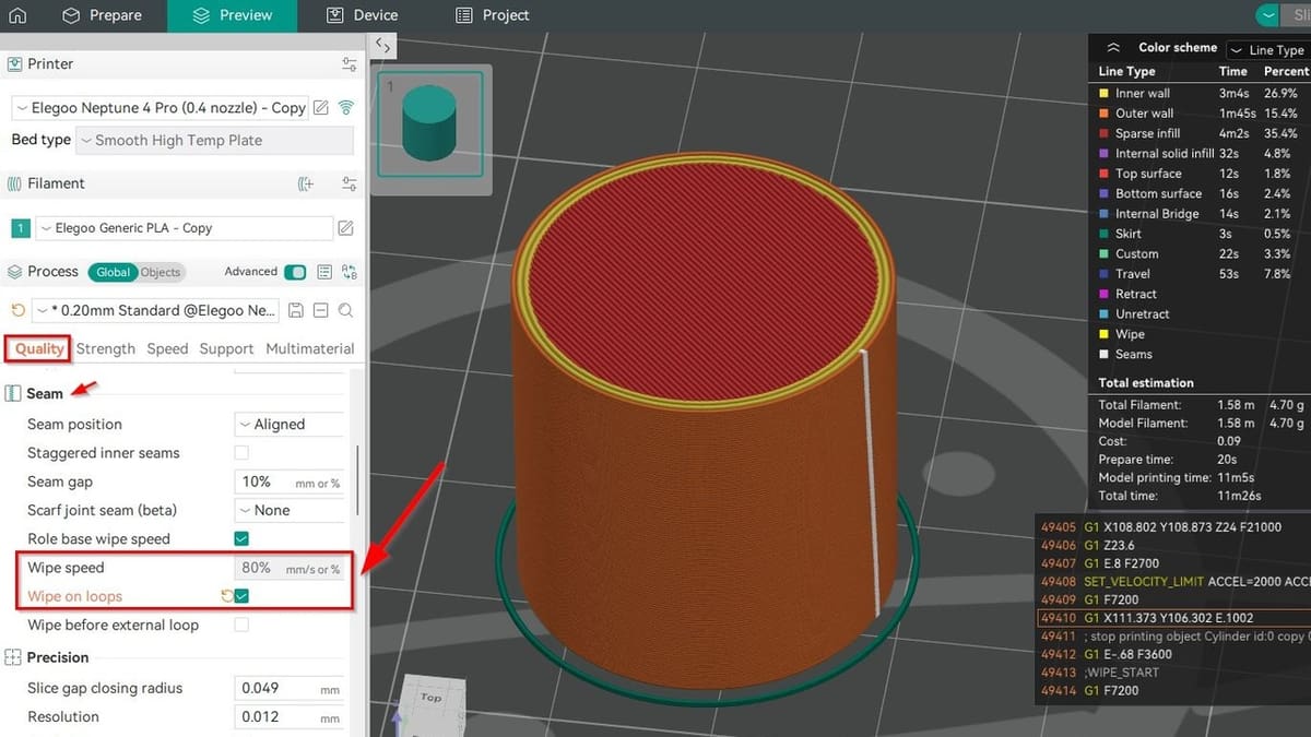 Orca Slicer adds seam control with “Wipe on Loops” and “Wipe Speed”