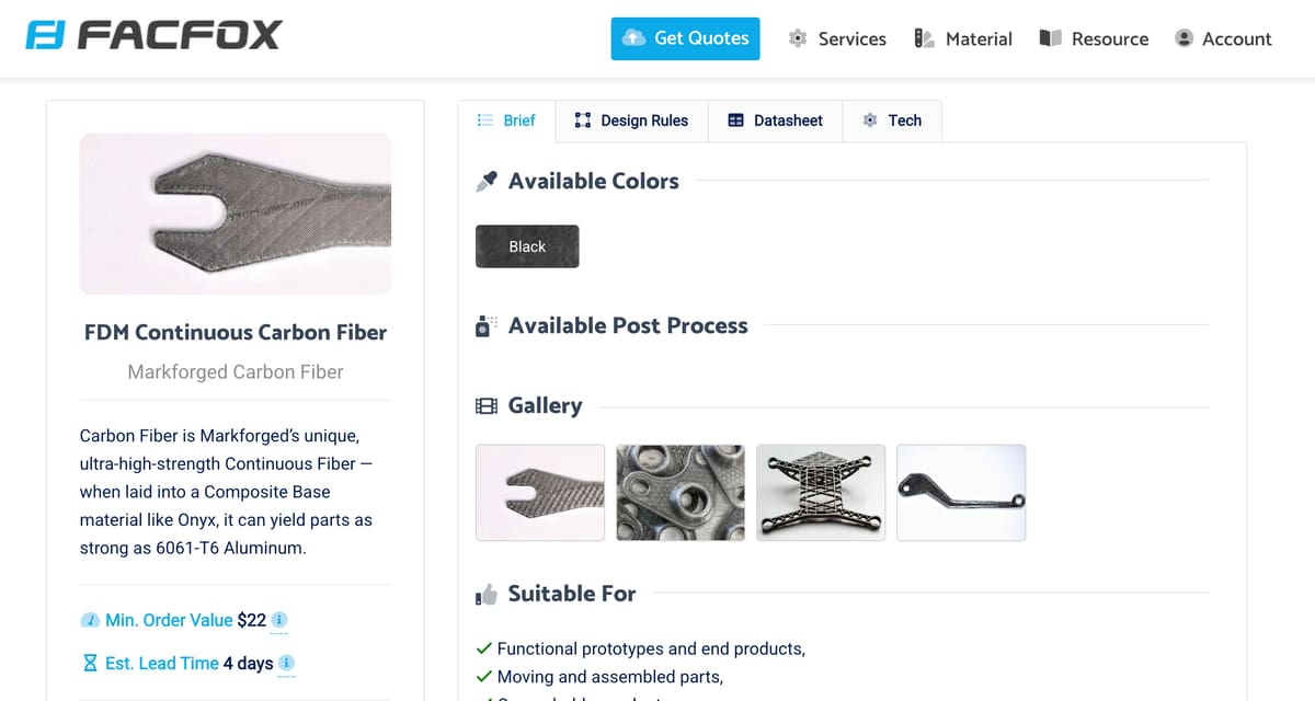 Image of Top Markforged 3D Printing Services: FacFox