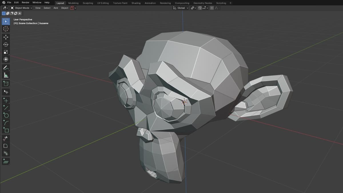 Suzanne the Monkey is Blender's unofficial wireframe modeling mascot