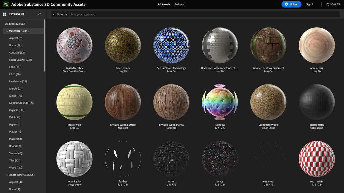 Image of: 2. Adobe Substance 3D Community Assets