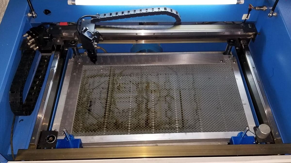 Honeycomb workbeds like this are a common choice for laser cutters and engravers