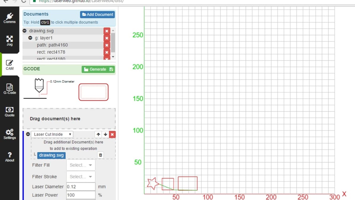 LaserWeb is pretty convenient to use, since you don't need to download anything