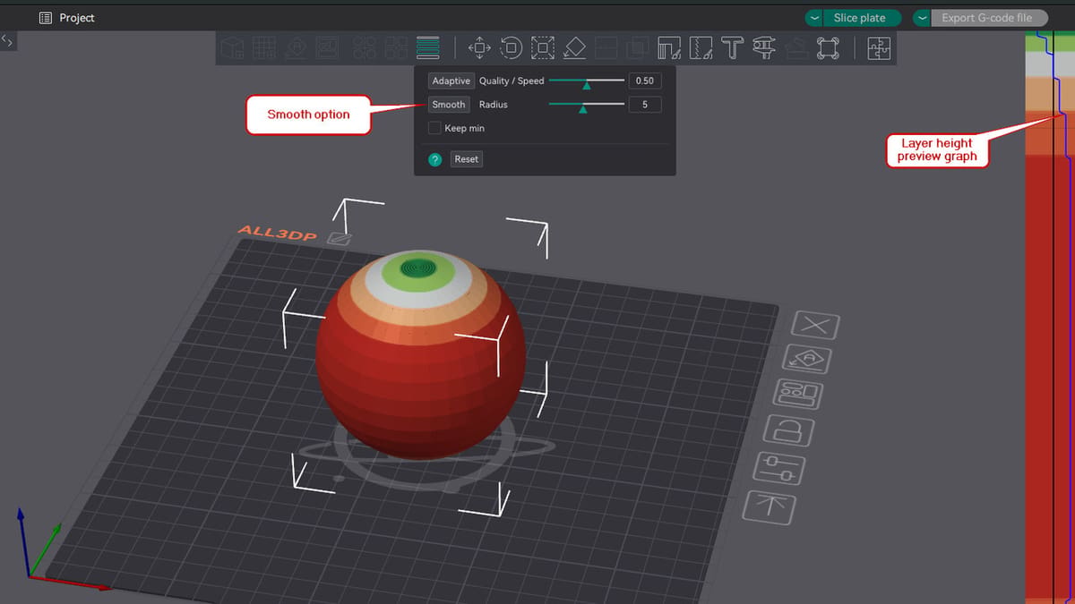 Orca Slicer changes layer heights to save time, but sudden changes can cause banding