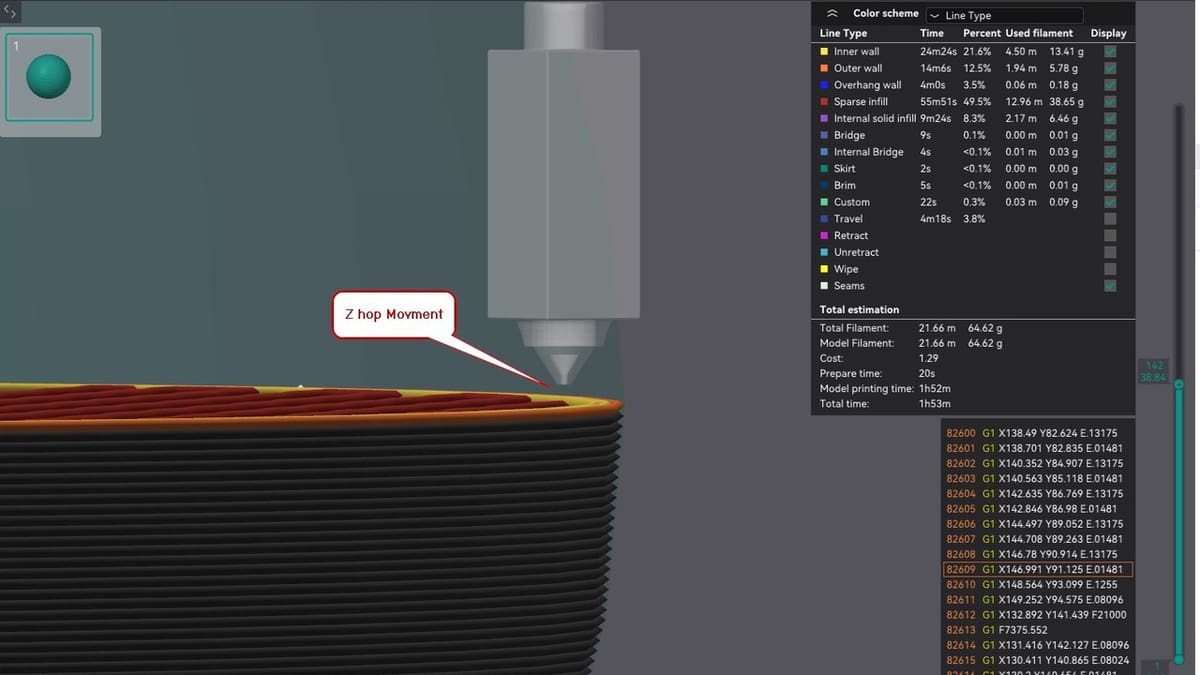 Z hop lifts the nozzle but can cause lines if Z movment isn’t accurate