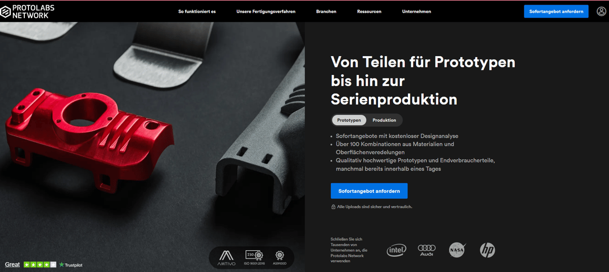 Bild von 3D-Druck-Dienstleister / 3D-Drucken lassen /3D-Druck online: Protolabs (Network)