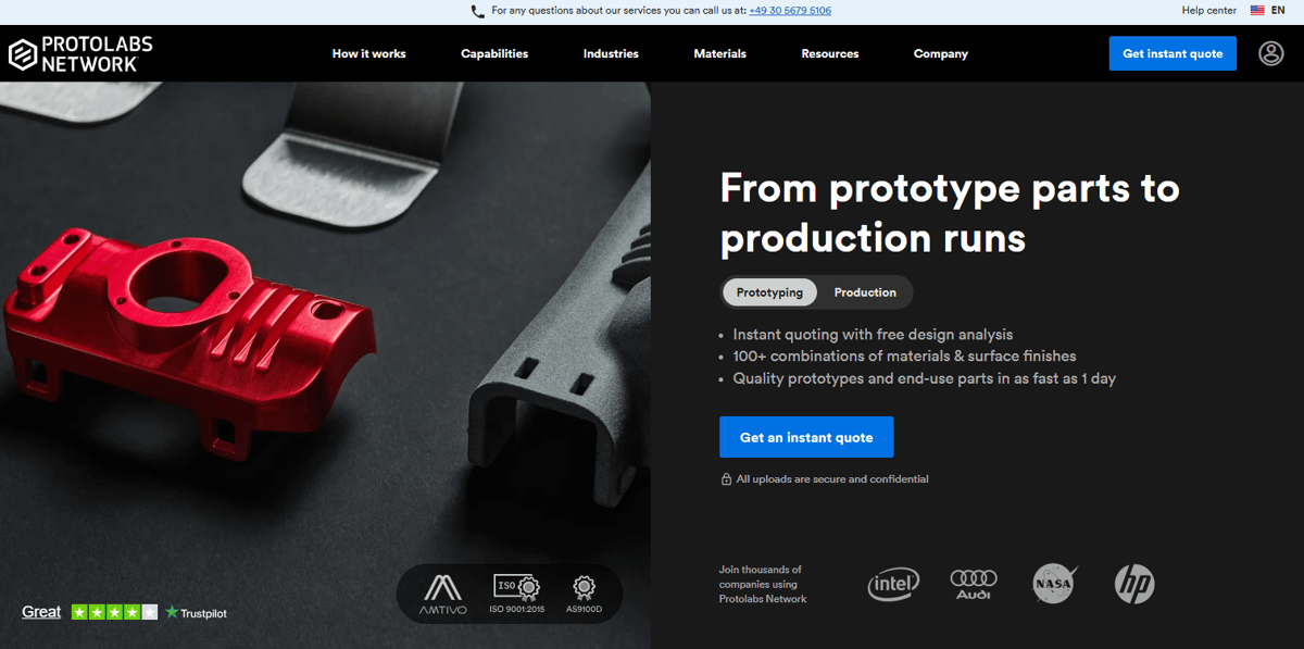 Imagen de Servicio de impresión 3D online / impresión 3D por encargo: Protolabs (Network)