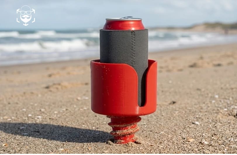 Imagen de Cosas para imprimir en 3D / Ideas para imprimir en 3D: Soporte de playa atornillable para latas