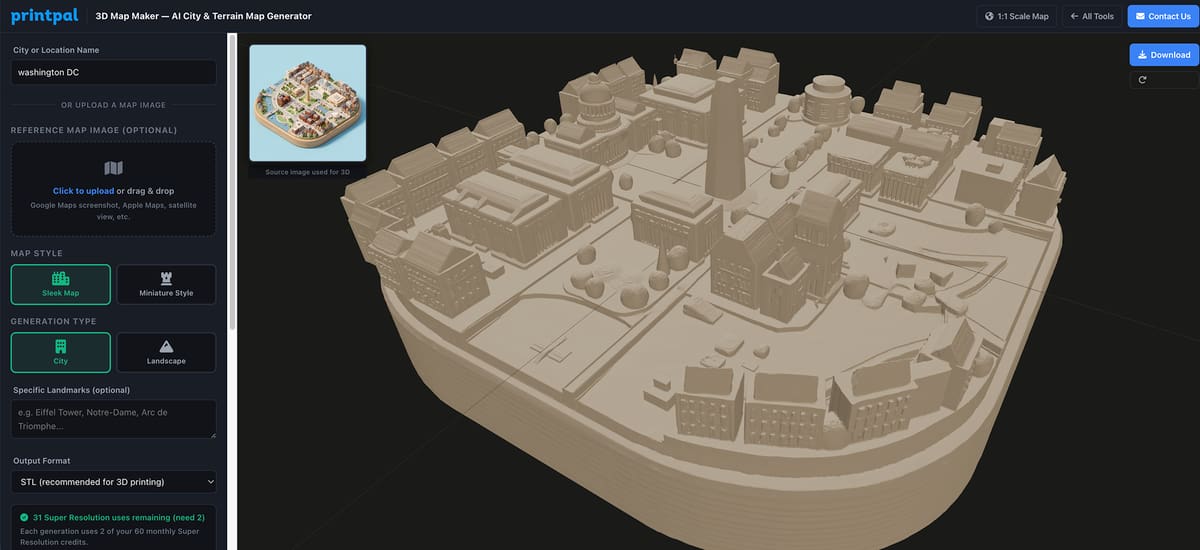 Image of 3D printed map miniature: Creating a Stylized 3D Map