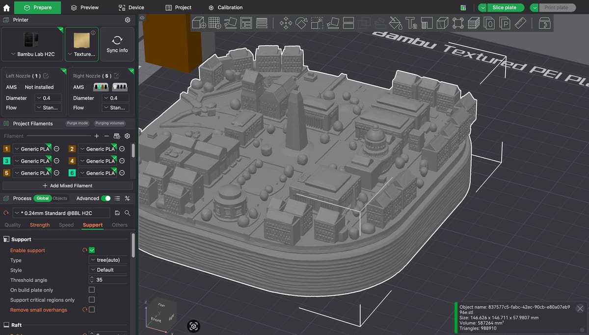 Image of 3D printed map miniature: Slicing and Dicing